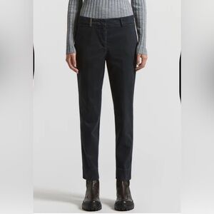NWT Perserico Peach-finish cotton twill trousers Size 8 In Ink Navy Blue Italian